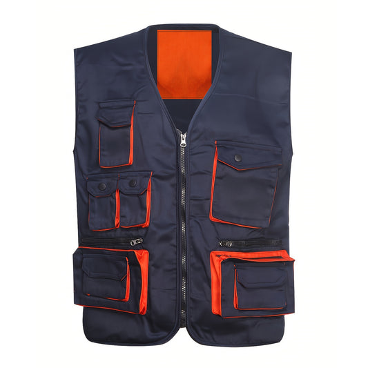 Adult Outdoor V Neck Sleeveless Jacket Loose Fit Woven Contrast Color for Spring Autumn Hikes