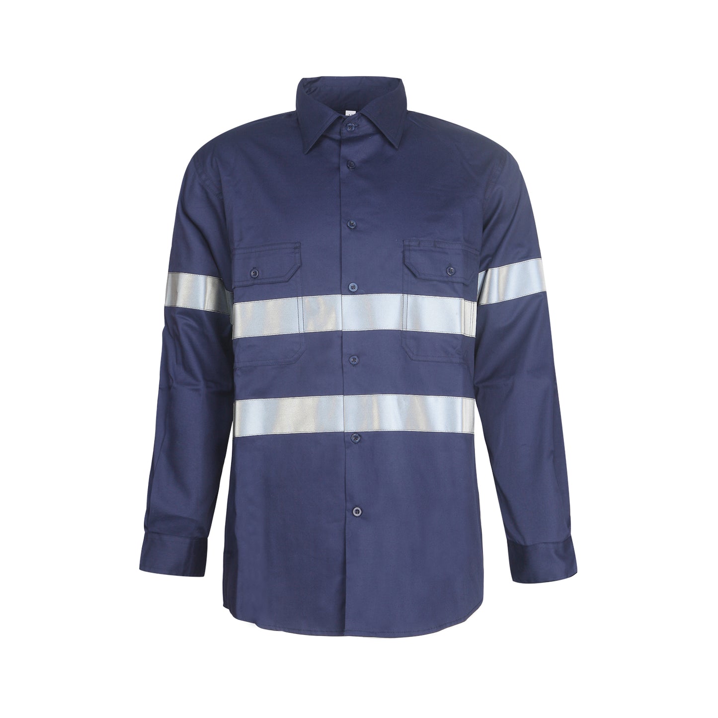 High Visibility Contrast Reflective Shirt Slim Fit Cotton Workwear Safety Style Material