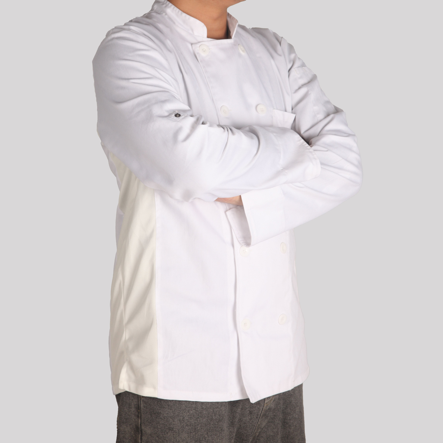 Men's Professional Long Sleeve Chef Jacket High Density Polyester with Stain Resistant Finish Urban Kitchen Utility Hygienic Design Engineered for Culinary Precision