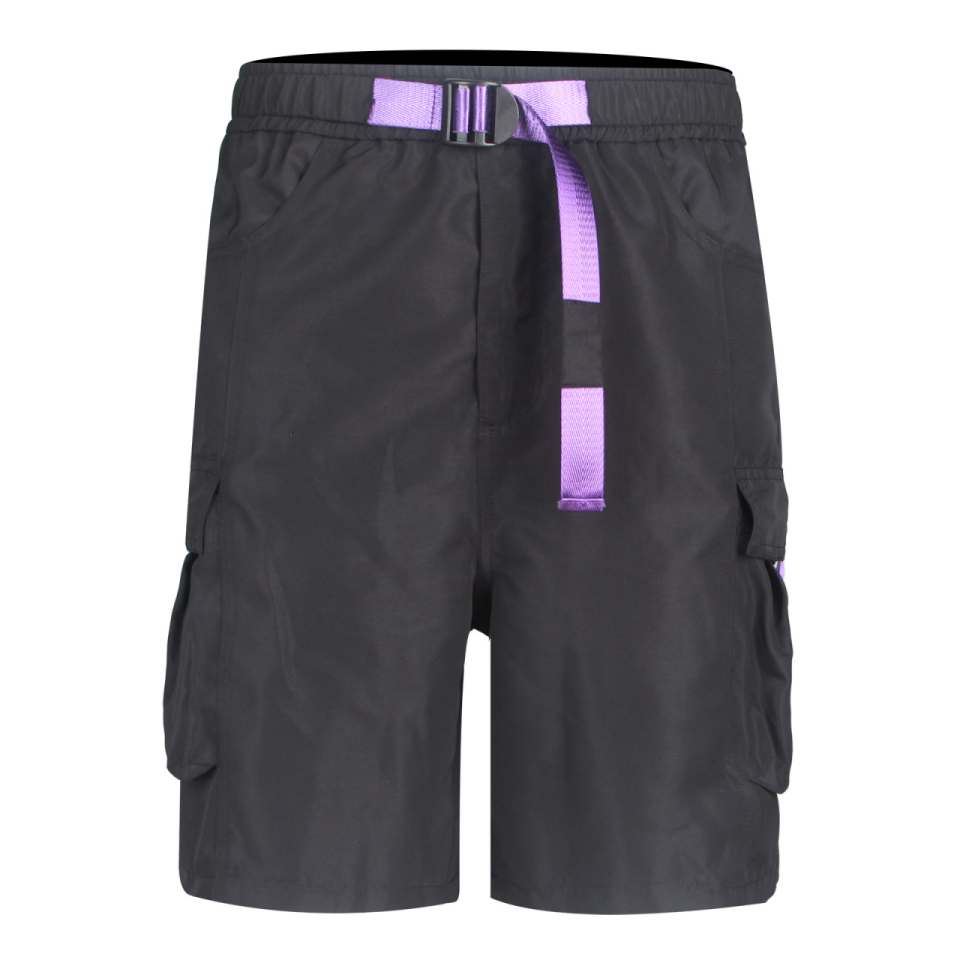 Violet Belted Casual Shorts All Day Outdoor Comfort Quick Dry Polyester Contrast Design