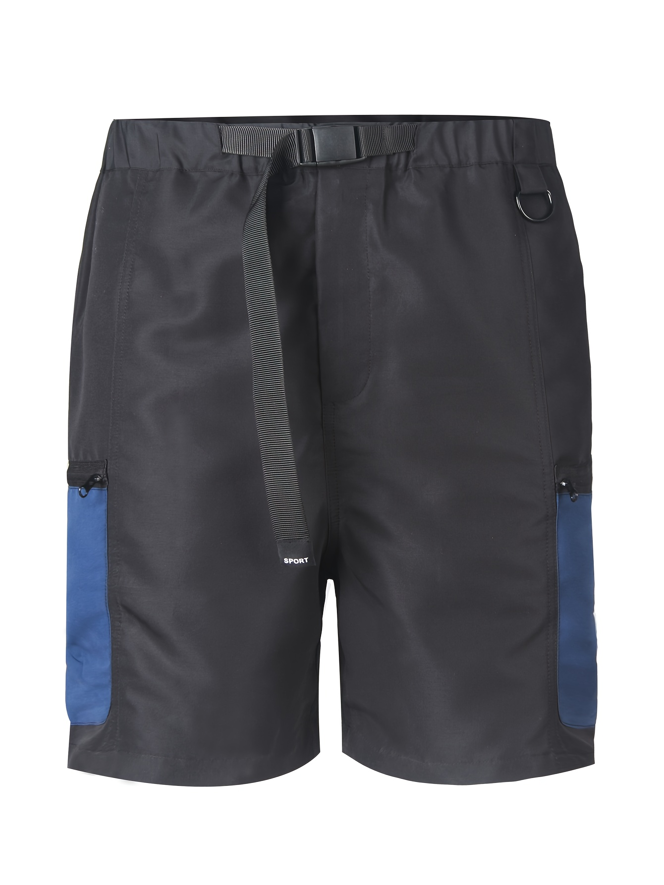 Men's Casual Cargo Shorts with Contrast Color Block Design Durable Polyester Woven Fabric Multiple Utility Pockets Urban Explorer