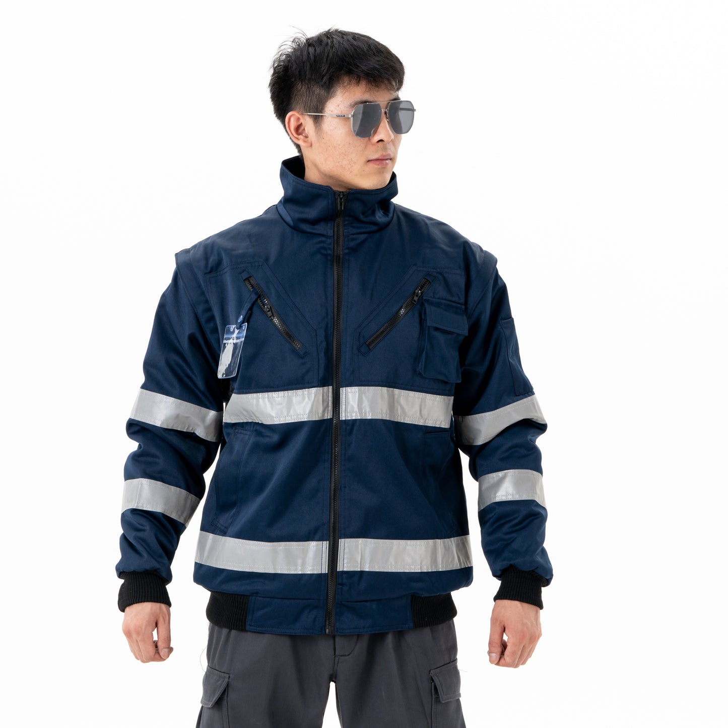 Men's High Visibility Insulated Winter Jacket with Windproof Polyester Shell Relaxed