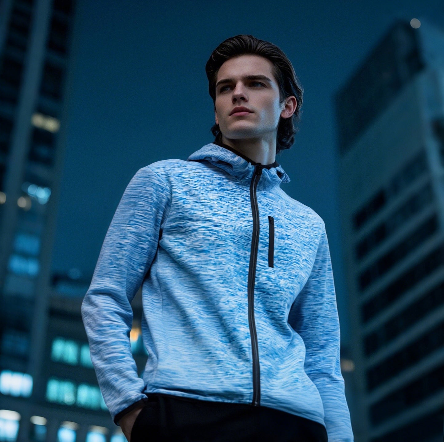 Blue amp White Contrast Hooded Jacket All Season Outdoor Protection Slim Fit Flame Resistant Comfort